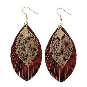 Adorable burgundy vegan leather earrings